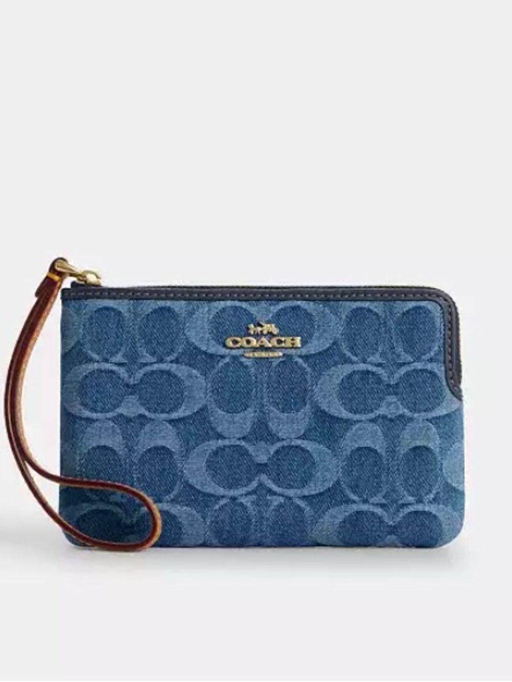 Coach Denim Corner Zip Wristlet